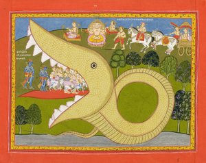 Krishna and the cowherds enter Agasura