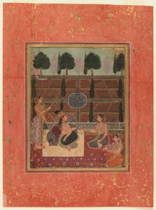 Ladies on a terrace, Mughal Style by Indian School