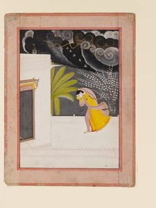 Lady on a Terrace Seeking Shelter from the Rains