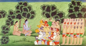 Lakshmana Consulting the Heads of the Monkey Armies, from the Ramayana by Indian School