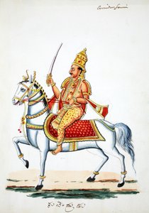 Lord Kalki on His Horse Devadatta with Sword in Hand by Indian School