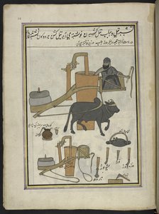 Oil-presser, 86 drawings bound into a volume depicting trades and occupations in Kashmir, Craftsmen are shown at work with their implements and equipment, by a Kashmir artist, probably at Srinagar, c.1850-60 by Indian School