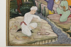 Picnicking in the course of a hunt (detail) by Indian School