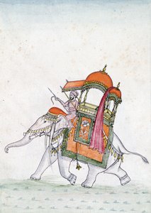 Portrait of a man riding an elephant by Indian School