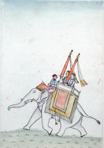 Portrait of a prince riding an elephant, early 19th century by Indian School
