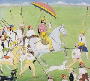 Rajah Dhian Singh hunting with companions