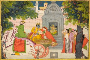 Rukmini Elopes with Krishna, Folio from a Bhagavata Purana, c.1780 by Indian School