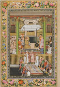 Shah Jahan Honours the Religious Orthodoxy, page from the St. Petersburg Album, c.1635