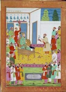 Sultan Iskander with the Court of Shah Alem. Miniature from a travel story by Niccolo Manucci, Venetian explorer. India