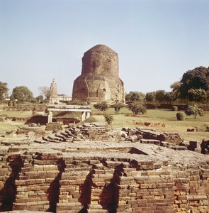 The Dhamekh stupa by Indian School