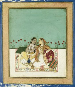 Two Women on a Terrace by Indian School
