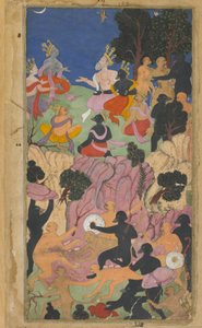 Rama confers with the Vanara chieftains on Mt. Suvela (Vol.2 fol.194)
