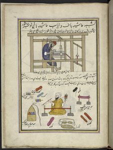 Weaver Making a Border; Man Reeling Coloured Wools, from 