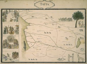 Tatta, from a collection of maps of Mughal India, from an album commissioned by Jean-Baptiste-Joseph Gentil by Indo European Indo European