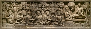 Arada Kalama Delivers His Teaching to the Future Buddha