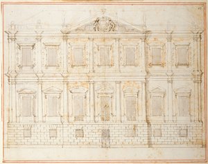Elevation of the penultimate design for Banqueting House, Whitehall, c.1619 by Inigo Jones