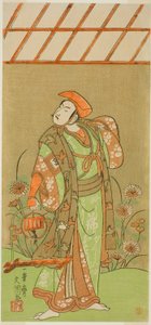 The Actor Ichikawa Komazo II as Soga no Juro Sukenari Disguised as a Fox Trapper in the Play Kagami-ga-ike Omokage Soga, Performed at the Nakamura Theater in the First Month, 1770 by Ippitsusai Bunchō