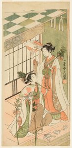 The Shrine Dancers (Miko) Ohatsu and Onami by Ippitsusai Bunchō