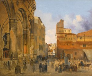 View of the Piazza della Signoria with the Loggia dei Lanzi