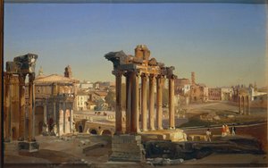 View of the Roman Forum with Temple of Saturn by Ippolito Caffi by Ippolito Caffi