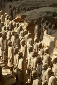 Scenes of the various warriors in the Pit 1 area at the Terra Cotta Warrior Museum
