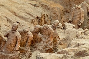 Scenes of the various warriors in the Pit 1 area at the Terra Cotta Warrior Museum