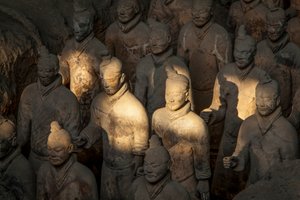 Scenes of the various warriors in the Pit 1 area at the Terra Cotta Warrior Museum