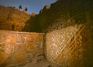 Elaborate art on the walls of Huaca Cao Viejo in El Brujo by Ira Block