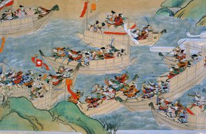 Scroll of Dannoura Battle where the Heike Clan fights the Genji clan by Ira Block