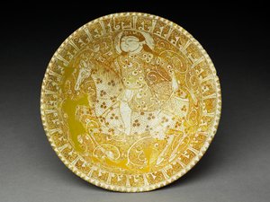 Bowl with Horseman and Pseudo-Kufic Inscription by Iranian School