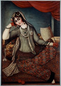 Girl at the Fan (Iranian Art) by Iranian School