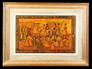 One of a Pair of Painted Panels, Qajar Iran, 1850-75 by Iranian School