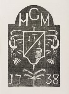 Rubbing of a cornerstone depicting masonic symbols, dated 1738 by Irish School