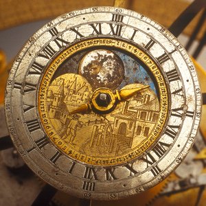 Dial detail of celestial clockwork globe by Isaac III Habrecht