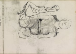 Kneeling and Lying Female Nude by Isaac Israels