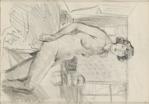 Seated Female Nude in an Interior by Isaac Israels