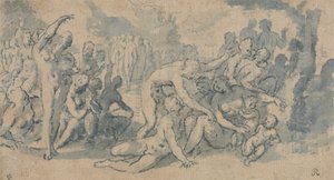 Classical Study with Numerous Nude Figures by Isaac Oliver