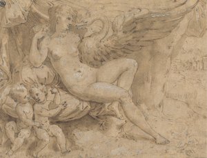 Leda and the Swan by Isaac Oliver