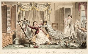 A Short Set to at Longs Hotel or Stop-Ford not getting the best of it, from The English Spy by Isaac Robert Cruikshank