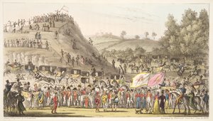 Eton Montem, and the Mount, Salt Hill, from The English Spy, published 1824 by Isaac Robert Cruikshank