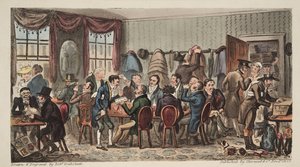 The Bags, Mens Banquet at the Bell Inn, Cheltenham, from The English Spy by Isaac Robert Cruikshank