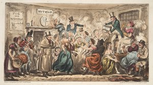 The Buff Club at the Pig and Whistle, Avon Street, Bath, from The English Spy, published London, 1824 by Isaac Robert Cruikshank