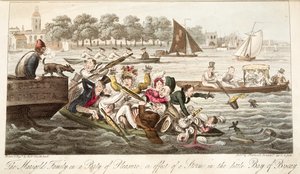 The Marigold Family on a Party of Pleasure, or effect of a Storm in the little Bay of Biscay, from The English Spy by Isaac Robert Cruikshank