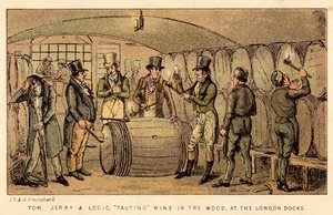 Tom, Jerry and Logic, tasting wine in the wood, at the London Docks