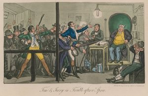 Tom and Jerry in trouble after a spree by Isaac, Robert and George Cruikshank