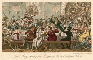 Tom and Jerry Larking at a Masquerade Supper at the Opera House, London by Isaac, Robert and George Cruikshank