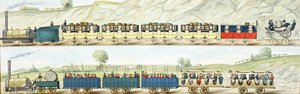 Travelling on the Liverpool and Manchester Railway, engraved by S.G. Hughes