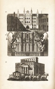 London Guildhall, Gog and Magog and the Mansion House by Isaac Taylor