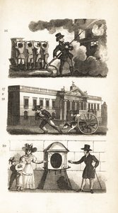 The Fire-Engine, Drawing Goods on a Truck, East India House and London Stone by Isaac Taylor