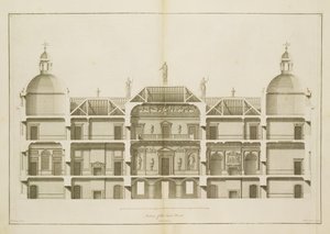 Houghton Hall: section of the East Front (engraved by Pierre Fourdrinier, 1735)